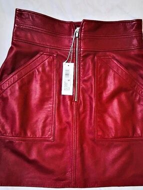 Rebecca Taylor Spice Leather Skirt Leather Mini Red